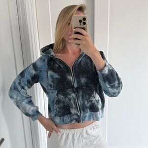 Exist Cropped Blue Tie-Dye Hoodie Size S Oversized Cropped Hoodie Tiedye